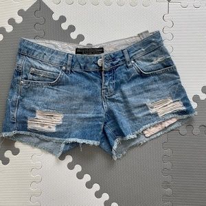 Bershka Women’s Denim Collection Shorts with Lacy Pocket Detail